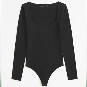 Abercrombie & Fitch. Long-Sleeve Top. Cotton-Blend Fabric Sweetheart Bodysuit